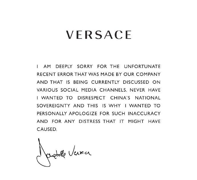 Versace apology